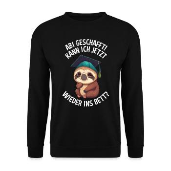 Abi geschafft Abitur Abschluss Abiturienten - Unisex Pullover - Schwarz - Vorne - Alina (178cm) & Michal (187cm)