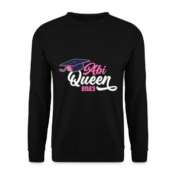 Abi Queen Abiturientin Abitur 2023 - Unisex Pullover - Schwarz - Vorne - Alina (178cm) & Michal (187cm)
