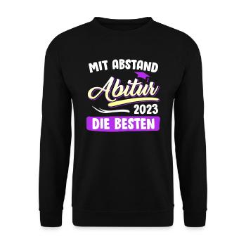 Mit Abstand die Besten Abitur 2023 Abiturientin - Unisex Pullover - Schwarz - Vorne - Alina (178cm) & Michal (187cm)