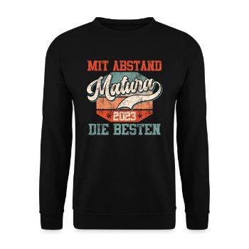 Matura 2023 mit Abstand die Besten Maturanten - Unisex Pullover - Schwarz - Vorne - Alina (178cm) & Michal (187cm)