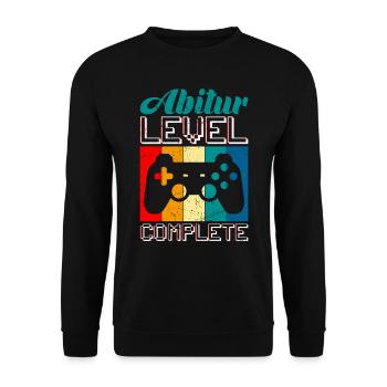 Abitur Level complete Abi 2023 Gamer - Unisex Pullover - Schwarz - Vorne - Alina (178cm) & Michal (187cm)