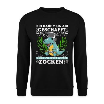 Abi 2023 geschafft kann ich wieder zocken? Abitur - Unisex Pullover - Schwarz - Vorne - Alina (178cm) & Michal (187cm)