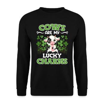 Cows are my lucky charms Farmer Cattle breeders - Unisex Sweatshirt - black - Front - Alina (178cm) & Michal (187cm)