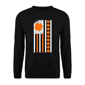 USA St. Patrick's Day Kleeblätter USA Flagge - Unisex Pullover - Schwarz - Vorne - Alina (178cm) & Michal (187cm)
