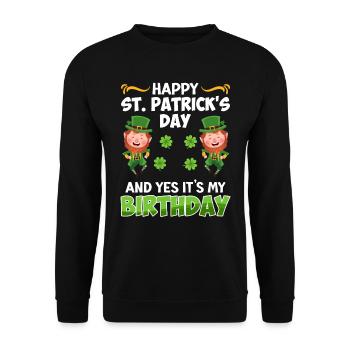 Anniversaire le jour de la Saint-Patrick Anniversaire - Sweat-shirt Unisexe - noir - Devant - Alina (178cm) & Michal (187cm)