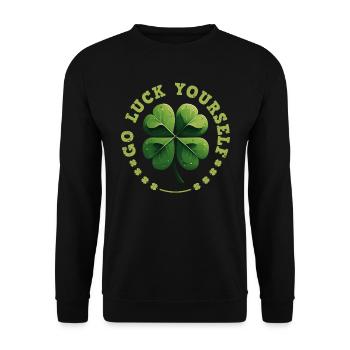 Go luck yourself St Patrick's Day Clover - Unisex Sweatshirt - black - Front - Alina (178cm) & Michal (187cm)