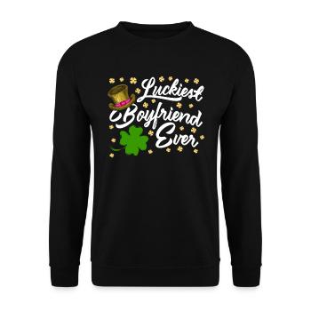 Petit ami le plus chanceux de tous les temps Saint-Valentin - Sweat-shirt Unisexe - noir - Devant - Alina (178cm) & Michal (187cm)