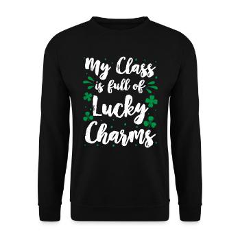 My Class is full of Lucky Charms Class teacher - Unisex Sweatshirt - black - Front - Alina (178cm) & Michal (187cm)