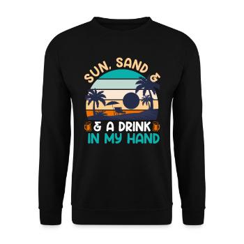 Plage ensoleillée un verre à la main fête de vacances - Sweat-shirt Unisexe - noir - Devant - Alina (178cm) & Michal (187cm)