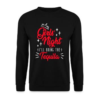 Soirée entre filles J’apporte la semaine de relâche de la tequila - Sweat-shirt Unisexe - noir - Devant - Alina (178cm) & Michal (187cm)