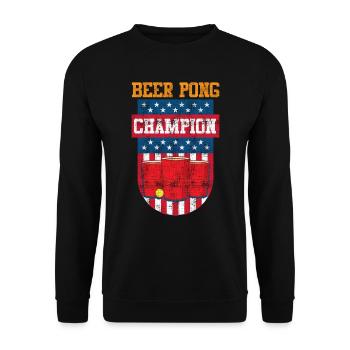 Stars and Stripes USA Beer Pong Champion Bier Pong - Sweat-shirt Unisexe - noir - Devant - Alina (178cm) & Michal (187cm)