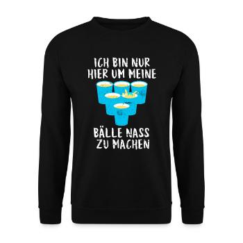 Beer Pong Bälle nass machen Party Bier Pong - Unisex Pullover - Schwarz - Vorne - Alina (178cm) & Michal (187cm)