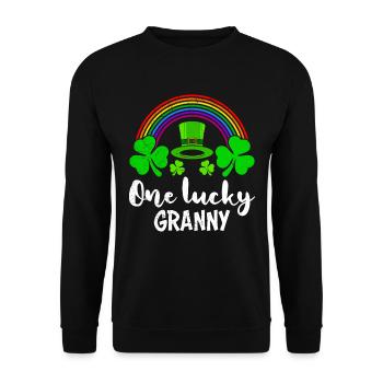One Lucky Granny St Patrick’s Day Oma - Unisex Pullover - Schwarz - Vorne - Alina (178cm) & Michal (187cm)
