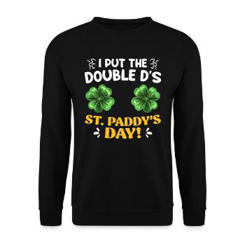 Doppel D's in St Paddys Day St. Patrick’s Day - Unisex Pullover - Schwarz - Vorne - Alina (178cm) & Michal (187cm)