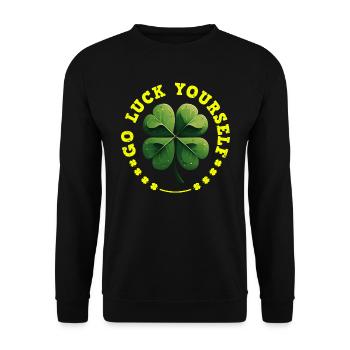 Go luck yourself St Patrick's Day Clover - Unisex Sweatshirt - black - Front - Alina (178cm) & Michal (187cm)