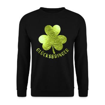 Glücksbringer Kleeblatt - Unisex Pullover - Schwarz - Vorne - Alina (178cm) & Michal (187cm)