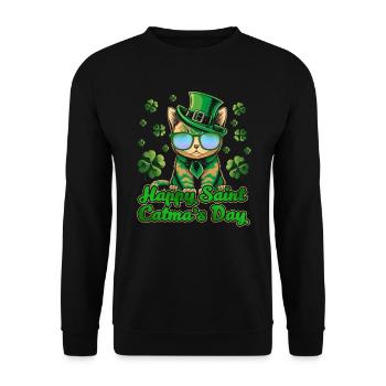 Happy Saint Catmas Day Cats St. Patrick's Day - Unisex Sweatshirt - black - Front - Alina (178cm) & Michal (187cm)