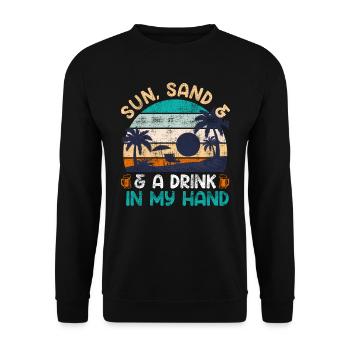 Plage ensoleillée un verre à la main fête de vacances - Sweat-shirt Unisexe - noir - Devant - Alina (178cm) & Michal (187cm)
