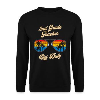 Second Class Class Class Teacher off duty Holiday Teacher - Unisex Sweatshirt - black - Front - Alina (178cm) & Michal (187cm)
