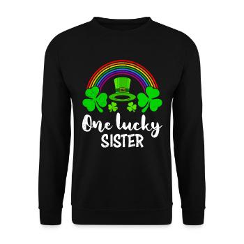 One Lucky Sister St Patrick’s Day Schwester - Unisex Pullover - Schwarz - Vorne - Alina (178cm) & Michal (187cm)