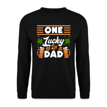 One Lucky Dad Beer St Patrick’s Day Papa - Unisex Pullover - Schwarz - Vorne - Alina (178cm) & Michal (187cm)