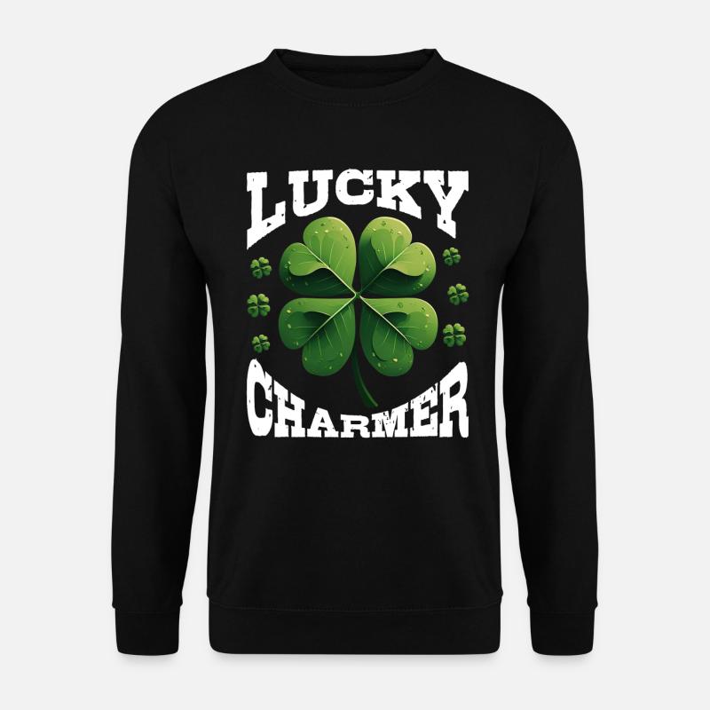 Lucky Charmer Kleeblatt Glücksbringer - Unisex Pullover - Schwarz