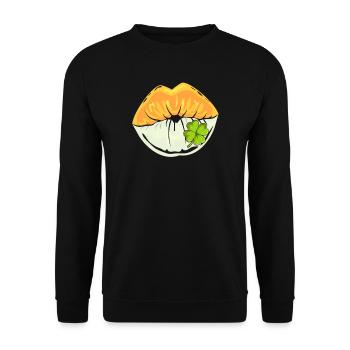 Irlandais Kissing Mouth Clover Saint-Patrick - Sweat-shirt Unisexe - noir - Devant - Alina (178cm) & Michal (187cm)