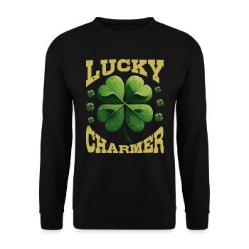 Lucky Charmer Clover Lucky Charm - Unisex Sweatshirt - black - Front - Alina (178cm) & Michal (187cm)