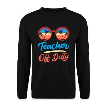 Teacher off duty Lehrerin außer Dienst Lehrer - Unisex Pullover - Schwarz - Vorne - Alina (178cm) & Michal (187cm)