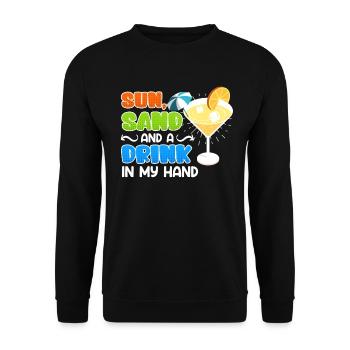 Plage ensoleillée un verre à la main fête de vacances - Sweat-shirt Unisexe - noir - Devant - Alina (178cm) & Michal (187cm)