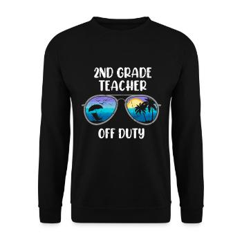 Second Class Class Class Teacher off duty Holiday Teacher - Unisex Sweatshirt - black - Front - Alina (178cm) & Michal (187cm)