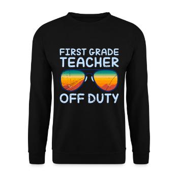 First Grade Class Teacher Off Duty Holiday Teacher - Unisex Sweatshirt - black - Front - Alina (178cm) & Michal (187cm)