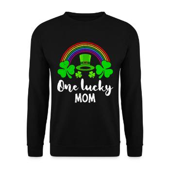 One Lucky Mom St Patrick’s Day Mama - Unisex Pullover - Schwarz - Vorne - Alina (178cm) & Michal (187cm)