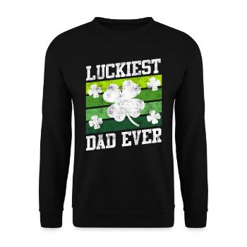 Le père le plus chanceux de tous les temps Clover Saint-Patrick - Sweat-shirt Unisexe - noir - Devant - Alina (178cm) & Michal (187cm)