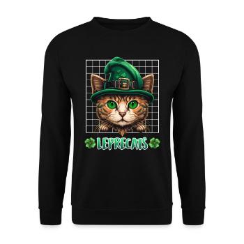 Chats de la Saint-Patrick Lutins Chatons - Sweat-shirt Unisexe - noir - Devant - Alina (178cm) & Michal (187cm)