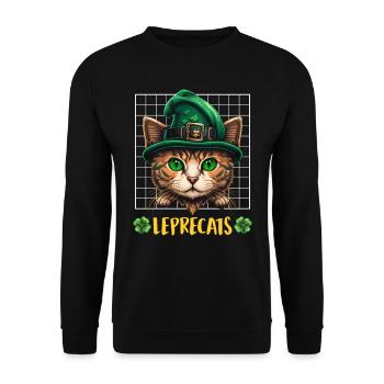 Chats de la Saint-Patrick Lutins Chatons - Sweat-shirt Unisexe - noir - Devant - Alina (178cm) & Michal (187cm)