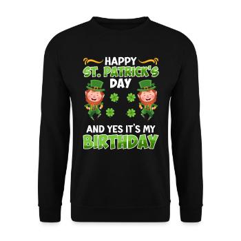 Anniversaire le jour de la Saint-Patrick Anniversaire - Sweat-shirt Unisexe - noir - Devant - Alina (178cm) & Michal (187cm)