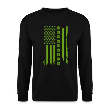 Lucky Charm USA Clover Leaves St Patrick's Day - Unisex Sweatshirt - black - Front - Alina (178cm) & Michal (187cm)
