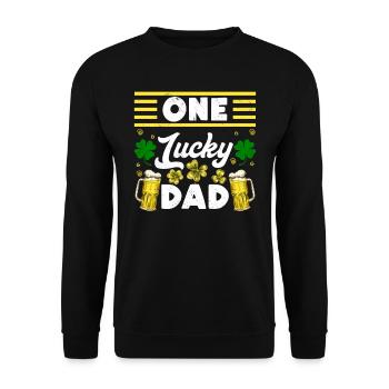 One Lucky Dad Beer St Patrick’s Day Papa - Unisex Pullover - Schwarz - Vorne - Alina (178cm) & Michal (187cm)