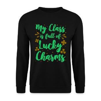 My Class is full of Lucky Charms Class teacher - Unisex Sweatshirt - black - Front - Alina (178cm) & Michal (187cm)
