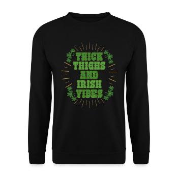 Thick Thighs and Irish Vibes Ireland - Unisex Sweatshirt - black - Front - Alina (178cm) & Michal (187cm)