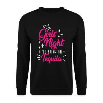 Soirée entre filles J’apporte la semaine de relâche de la tequila - Sweat-shirt Unisexe - noir - Devant - Alina (178cm) & Michal (187cm)