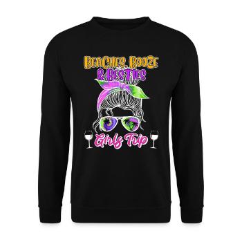 Beaches Booze Besties Girls Trip Spring Break - Unisex Pullover - Schwarz - Vorne - Alina (178cm) & Michal (187cm)