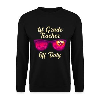 First Class Class Class Teacher off duty Holiday Teacher - Unisex Sweatshirt - black - Front - Alina (178cm) & Michal (187cm)