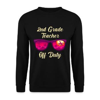 Second Class Class Class Teacher off duty Holiday Teacher - Unisex Sweatshirt - black - Front - Alina (178cm) & Michal (187cm)