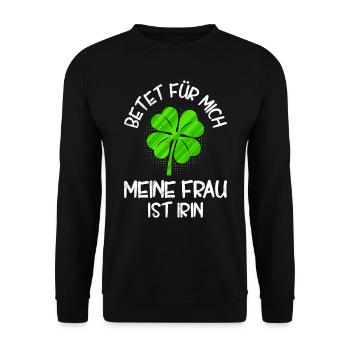 Meine Frau ist Irin Kleeblatt St. Patrick’s Day - Unisex Pullover - Schwarz - Vorne - Alina (178cm) & Michal (187cm)