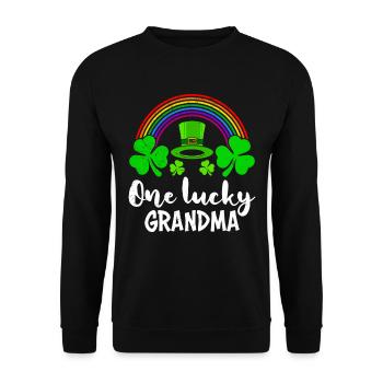 Une grand-mère chanceuse Saint-Patrick Oma - Sweat-shirt Unisexe - noir - Devant - Alina (178cm) & Michal (187cm)