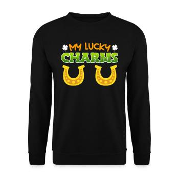 My Lucky Charms Hufeisen St. Patrick's Day - Unisex Pullover - Schwarz - Vorne - Alina (178cm) & Michal (187cm)