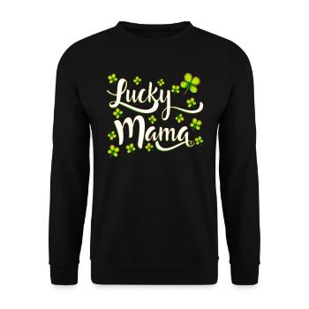 Lucky Mama St. Patrick’s Day - Unisex Pullover - Schwarz - Vorne - Alina (178cm) & Michal (187cm)