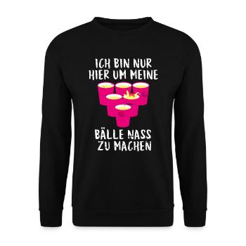 Beer Pong Bälle nass machen Party Bier Pong - Unisex Pullover - Schwarz - Vorne - Alina (178cm) & Michal (187cm)